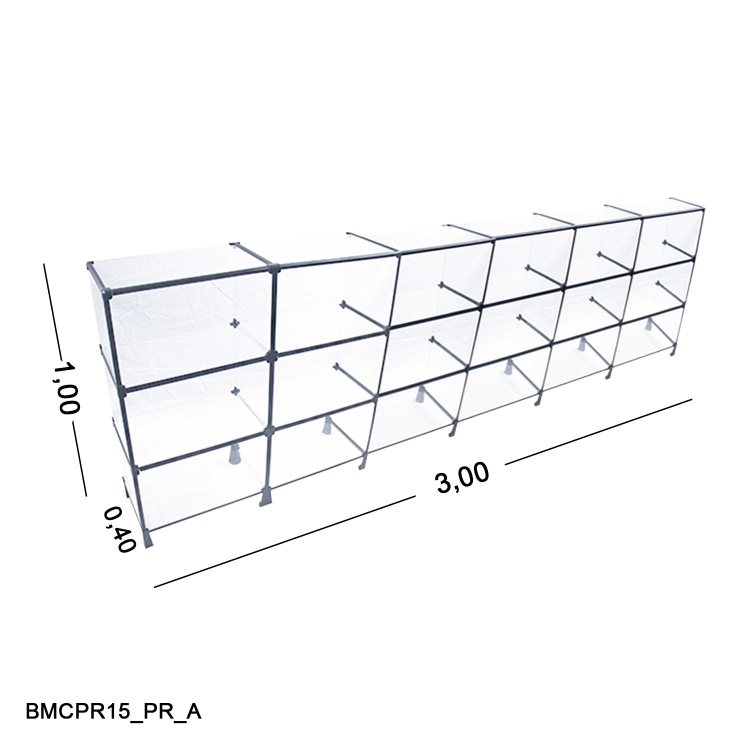 Balcão de Vidro Canaletado 3,00 x 1,00 x 0,40 1
