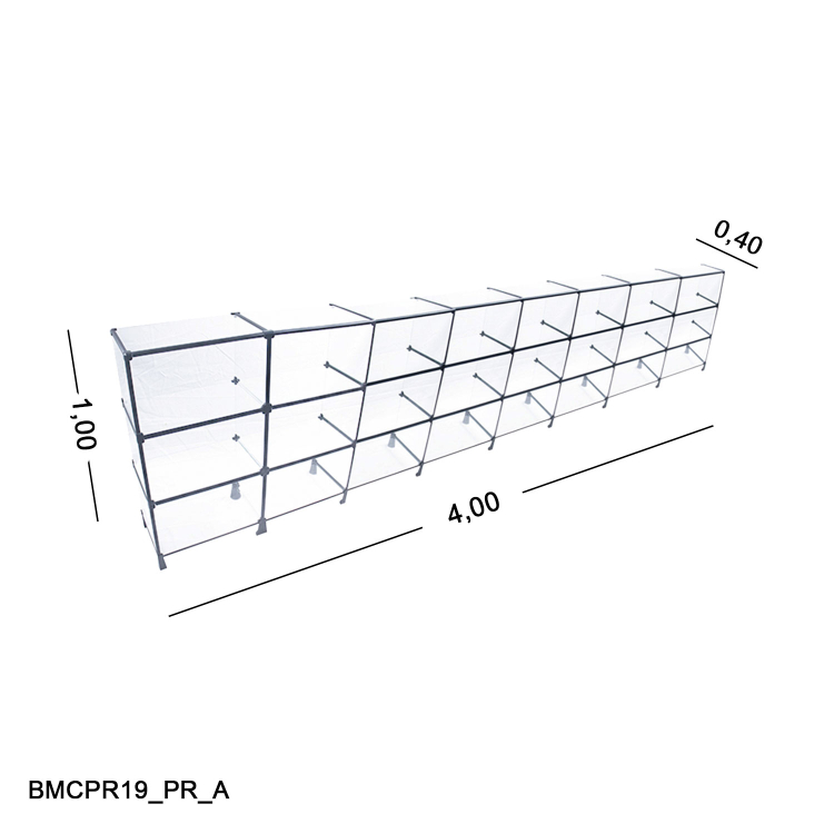 Balcão de Vidro Canaletado 4,00 x 1,00 x 0,40 1