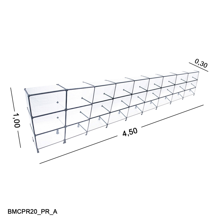 Balcão de Vidro Canaletado 4,50 x 1,00 x 0,30 1