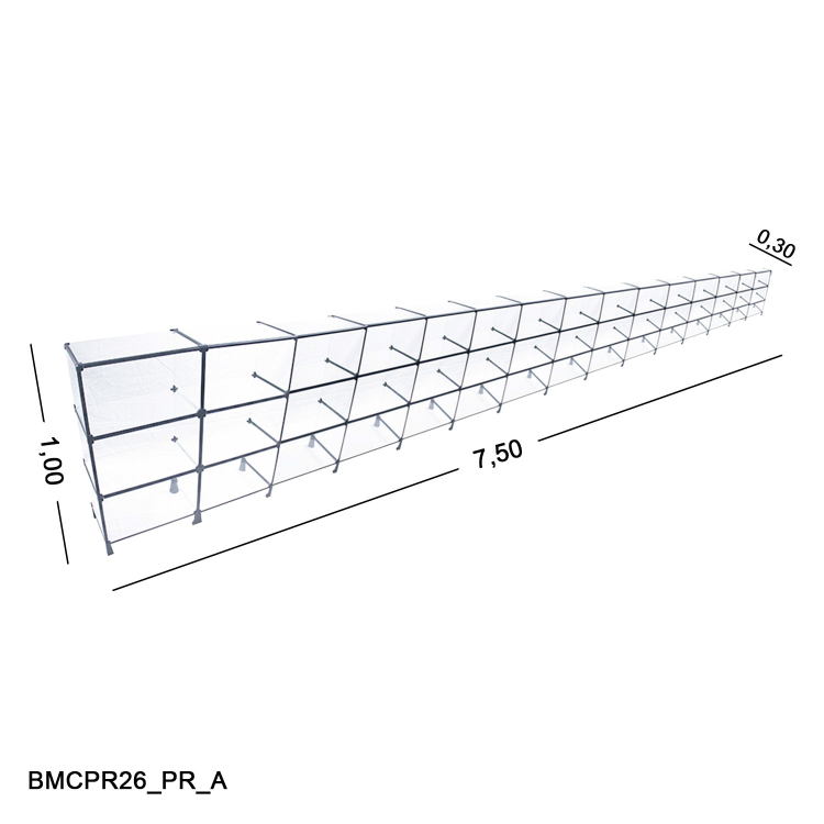 Balcao de Vidro - 7,50 x 1,00 x 0,30 Canaletado/ Com veda pó 1