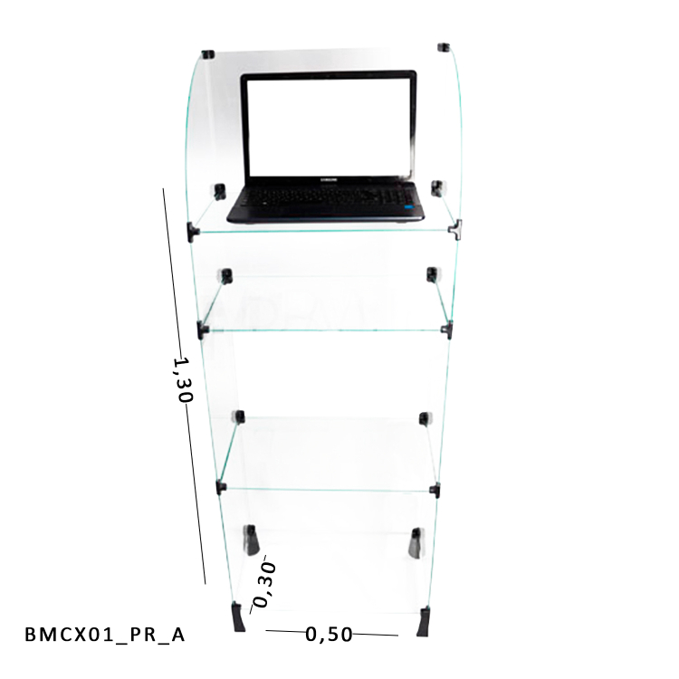 Balcão de Vidro Caixa - 0,50 x 1,30 x 0,30 M 1