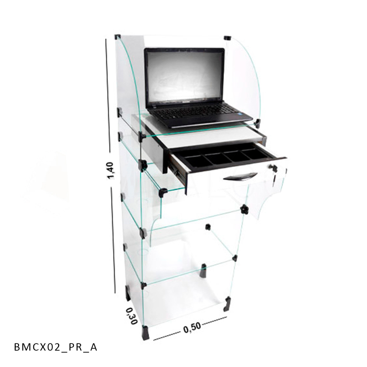 Balcão de Vidro Caixa - 0,50 x 1,40 x 0,30 M ( itens não incluso ) 1