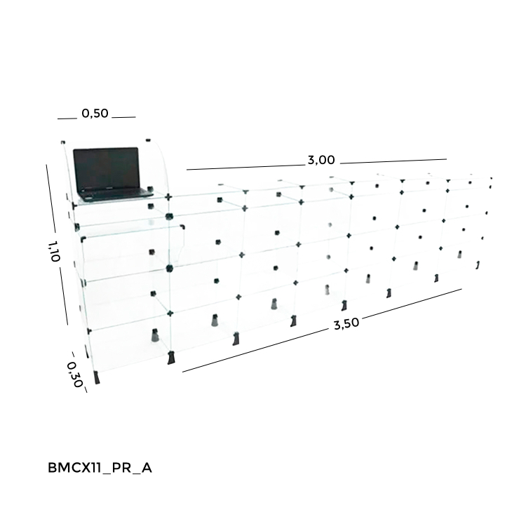 Balcão de Vidro Caixa - 3,50 x 1,10 x 0,30 M 1