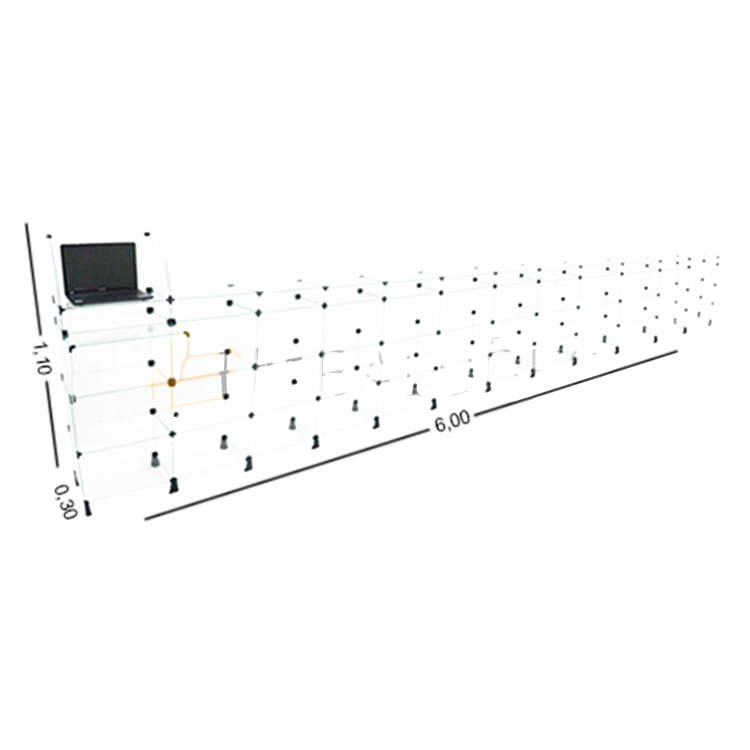 Balcão de Vidro Caixa 6,00 x 1,10 x 0,30 1