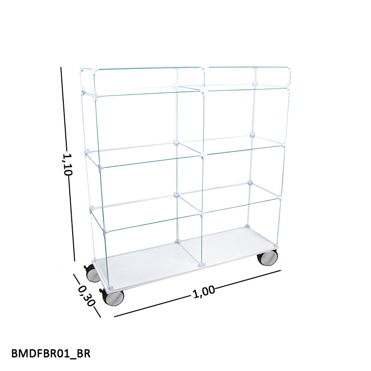 Balcao de vidro com base MDF - 1,00 x 1,10 x 0,30 1