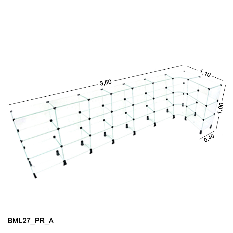 Balcão de Vidro 4mm em L  - 3,60 x 1,10 x 1,00 x 0,40 1