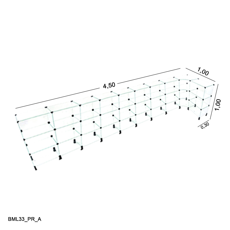Balcao  em L - 4,50 x 1,00 x 1,00 x 0,30 1
