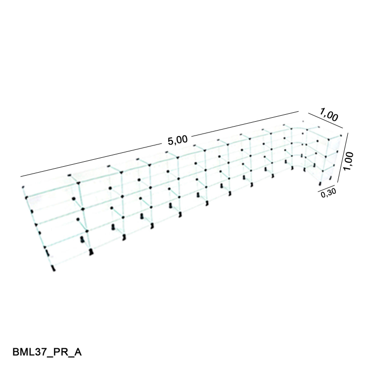 Balcão de Vidro 4mm em L - 5,00 x 1,00 x 1,00 x 0,30 1
