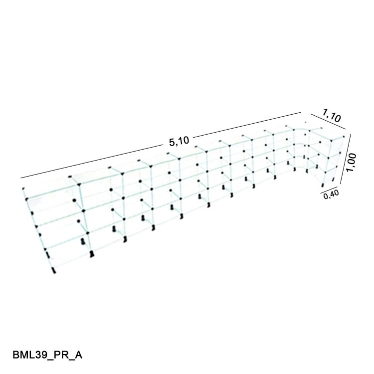 Balcão de Vidro 4mm em L  - 5,10 x 1,10 x 1,00 x 0,40 1
