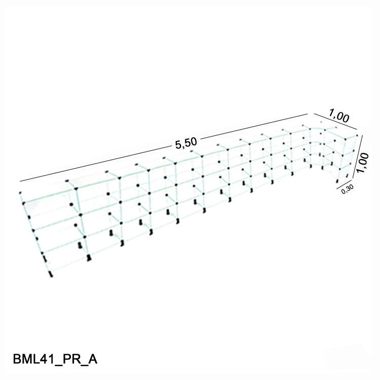 Balcão de Vidro 4mm em L  - 5,50 x 1,00 x 1,00 x 0,30 1