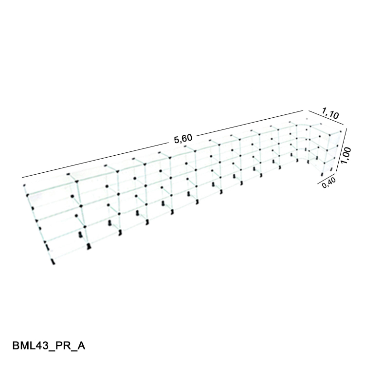 Balcão de Vidro 4mm em L  - 5,60 x 1,10 x 1,00 x 0,40 1