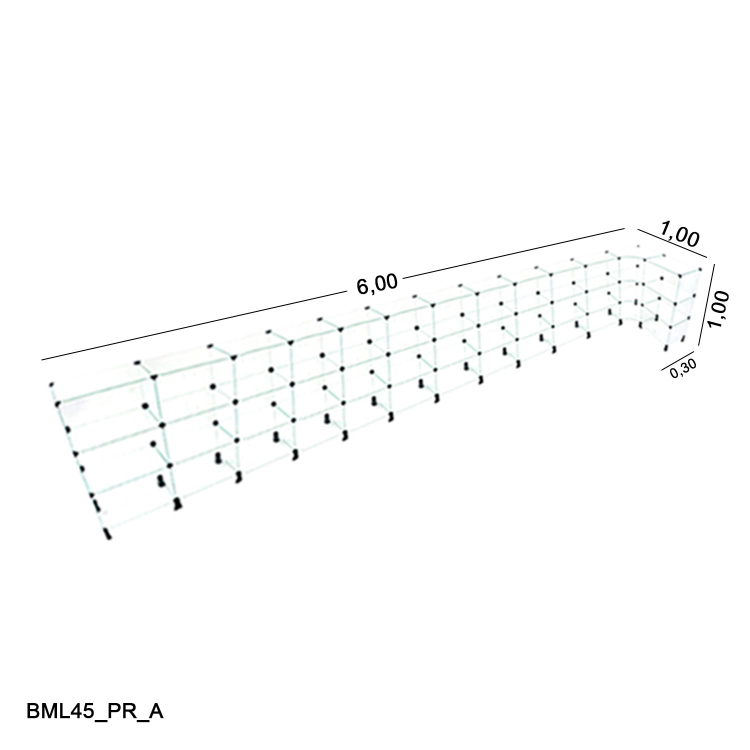 Balcão de Vidro em L - 6,00 x 1,00 x 1,00 x 0,30 M 1