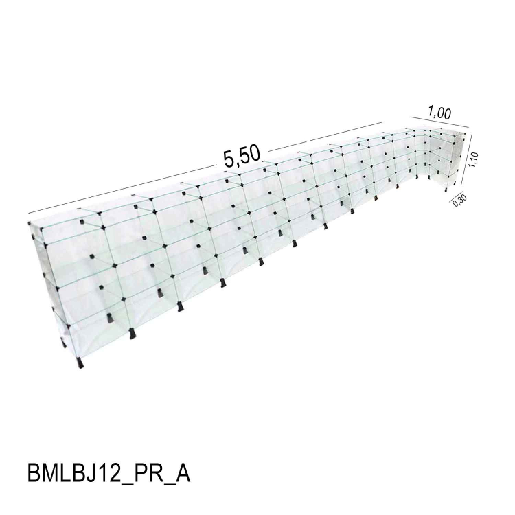 Balcão de Vidro em L Com Porta Bijuterias - 5,50 x 1,00 x 1,10 x 0,30 M 1