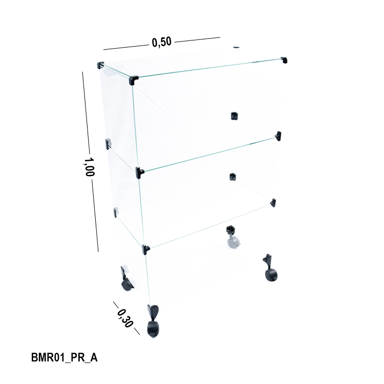 Balcão de Vidro com Rodizios - 0,50 x 1,00 x 0,30 M 1