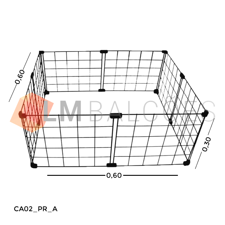 Cercadinho Aramado Preto Para Pet - 0,60 X 0,60 X 0,30m 1