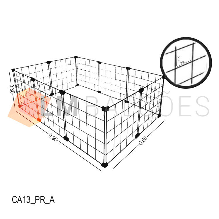 Cercadinho Aramado Preto Para Pet - 0,90 X 0,30 X 0,60m 1