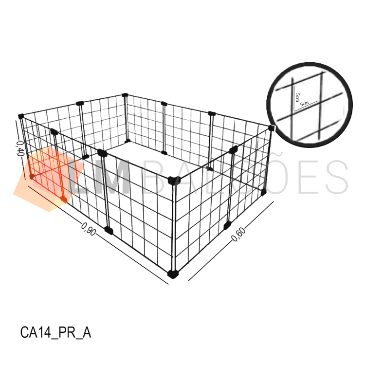 Cercadinho Aramado Preto Para Pet - 0,90  X 0,40 X 0,60m 1