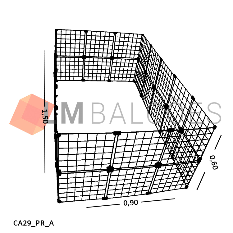 Cercadinho Aramado Preto Para Pet - 1,50 X 0,60 X 0,90m 1
