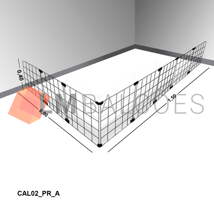 Cercadinho Aramado Preto Para Pet em L - 0,90 x 0,40 x 1,50m 1