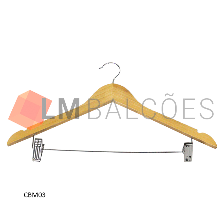 Cabide Madeira c/ reforço e presilha 1