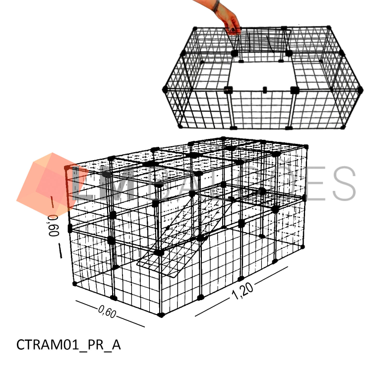 Cercadinho Aramado Preto com Teto e Rampa Para Pet - 1,20 X 0,60 X 0,60m 1