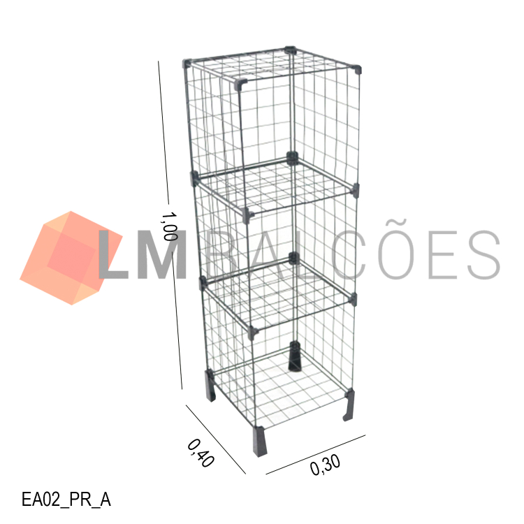 Estante Aramada Preta - 0,30 X 1,00 X 0,40m 1