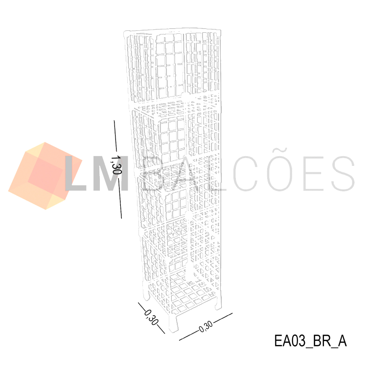 Estante Aramada Branca - 0,30 x 1,30 x 0,30m 1