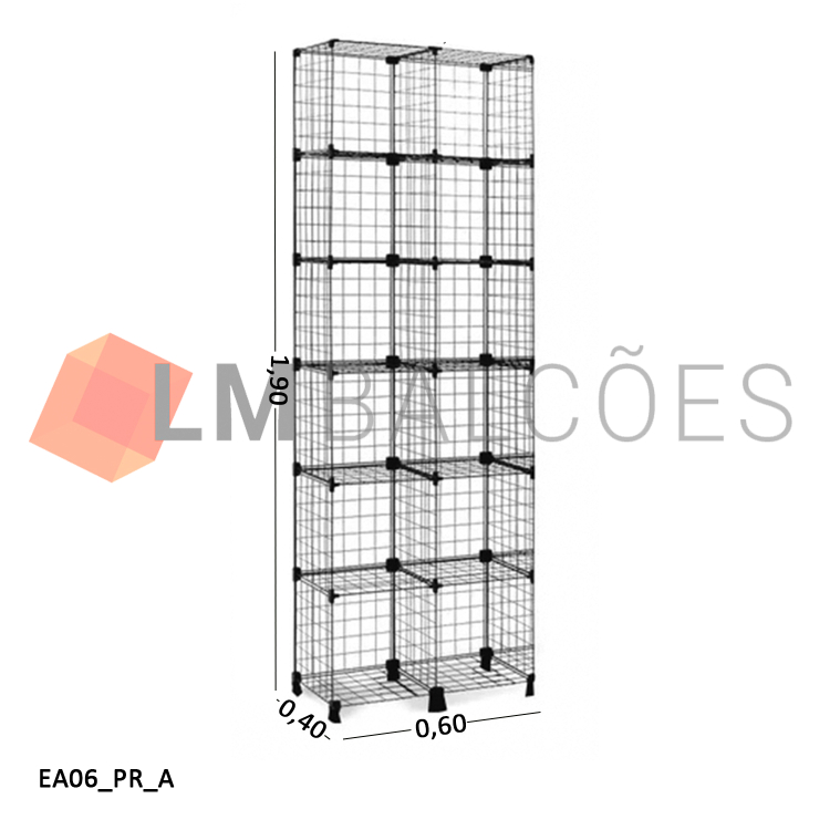 Estante Aramada Preta - 0,60 x 1,90 x 0,40m 1
