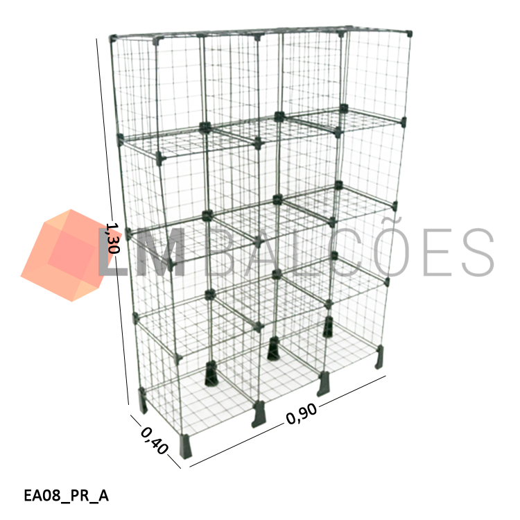 Estante Aramada Preta - 0,90 X 1,30 X 0,40m 1