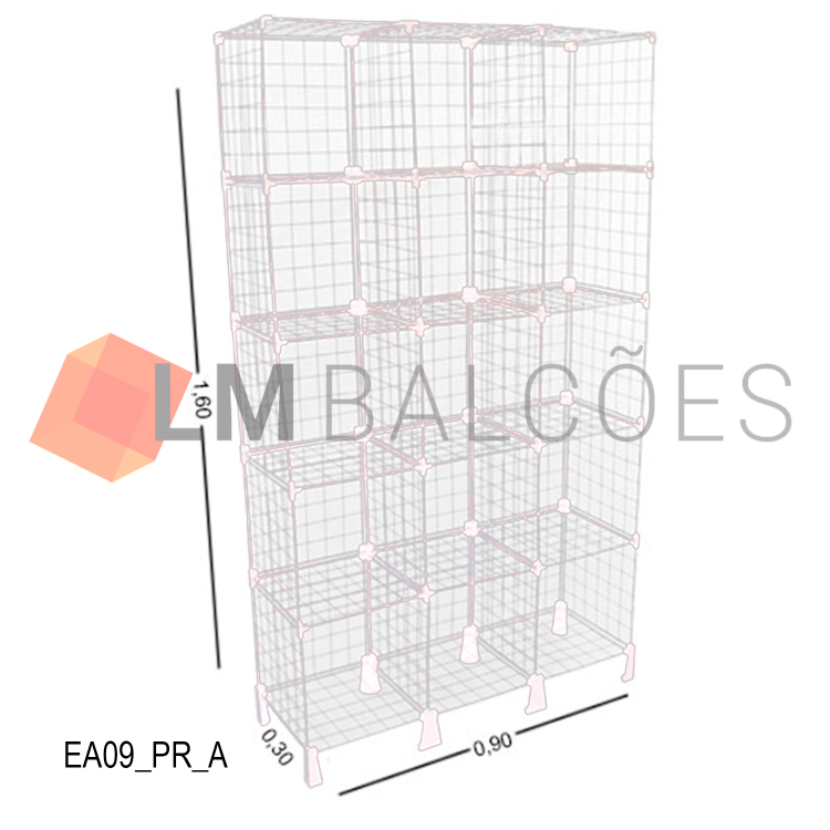 Estante Aramada Branca - 0,90 X 1,60 X 0,30m 1