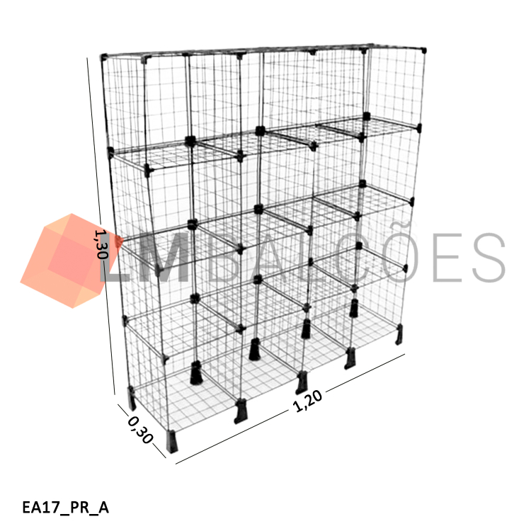 Estante Aramada Preta - 1,20 X 1,30 X 0,30m 1