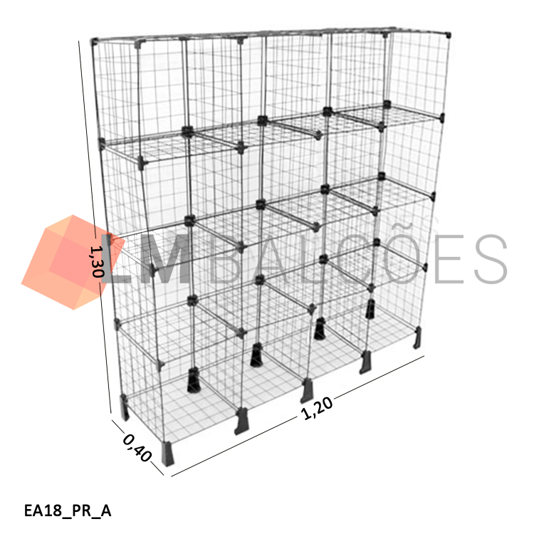 Estante Aramada Preta - 1,20 X 1,30 X 0,40m 1