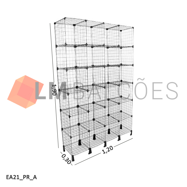 Estante Aramada Preta - 1,20 X 1,90 X 0,30m 1