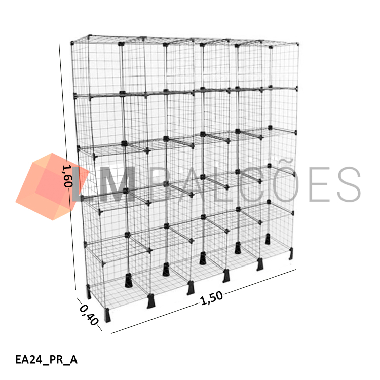 Estante Aramada Preta - 1,50 x 1,60 x 0,40m 1