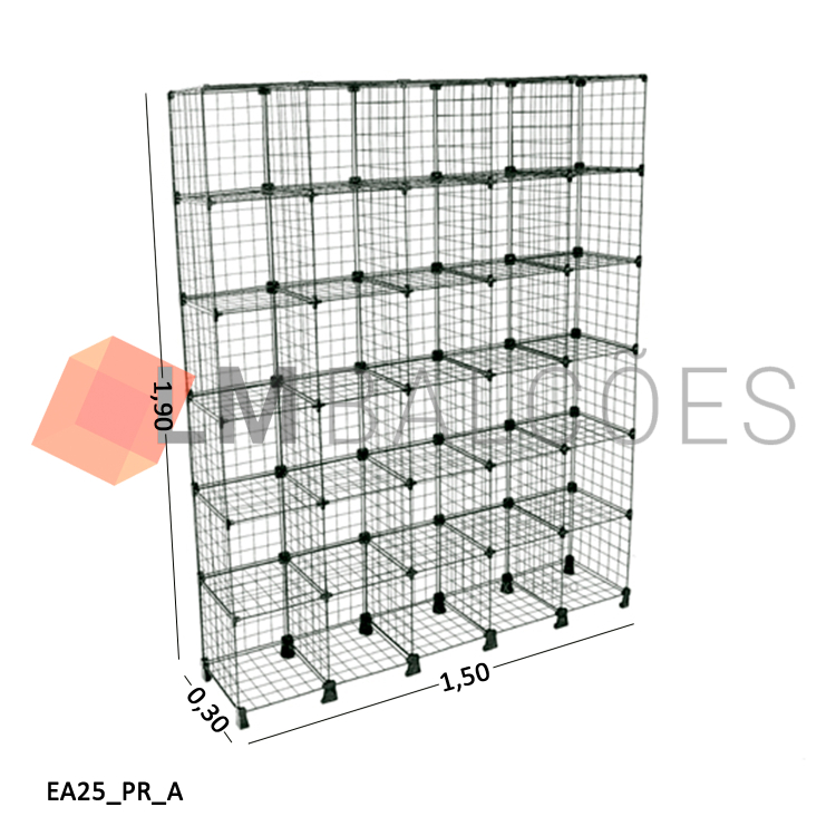 Estante Aramada Preta - 1,50 x 1,90 x 0,30m 1