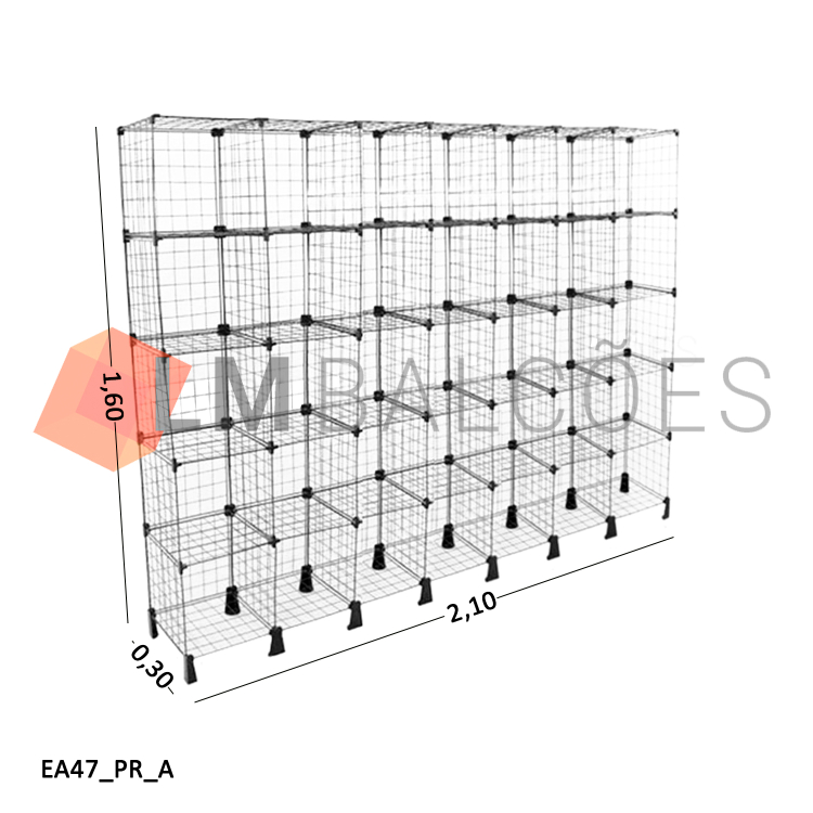 Estante Aramada Preta - 2,10 x 1,60 x 0,30m 1