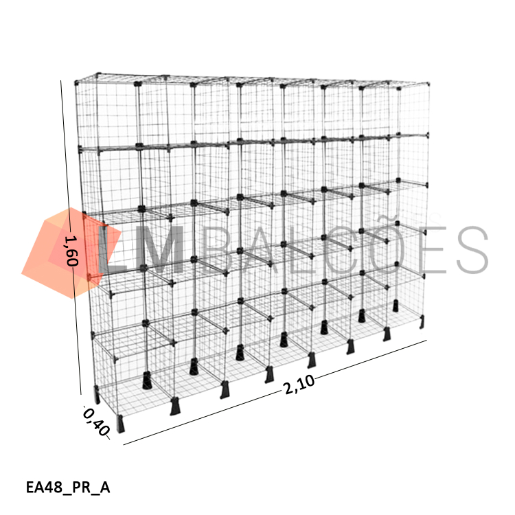 Estante Aramada Preta - 2,10 x 1,60 x 0,40m 1