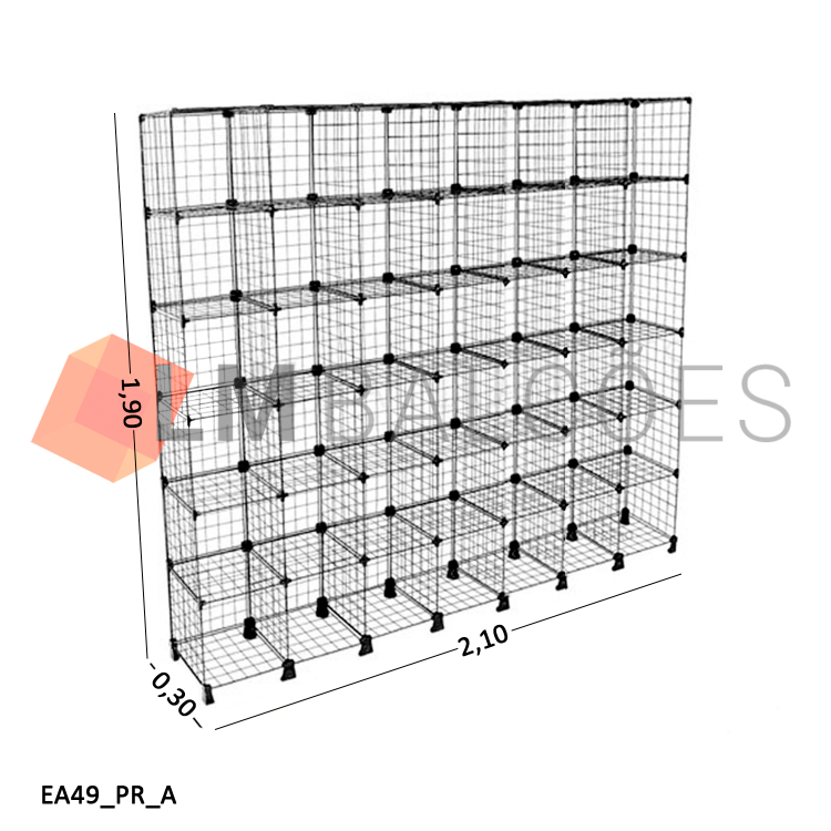 Estante Aramada Preta - 2,10 X 1,90 X 0,30m 1