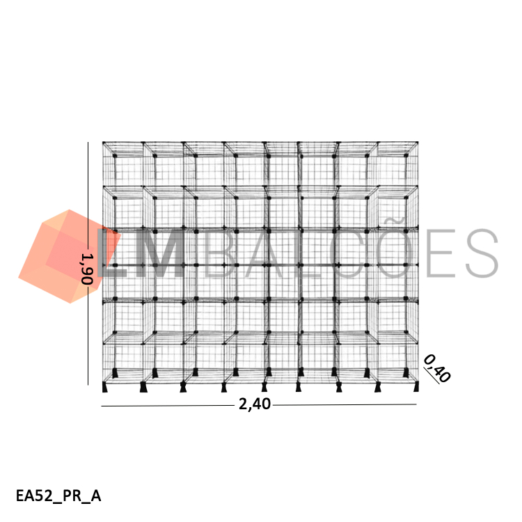Estante Aramada Preta - 2,40 x 1,90 x 0,40m 1