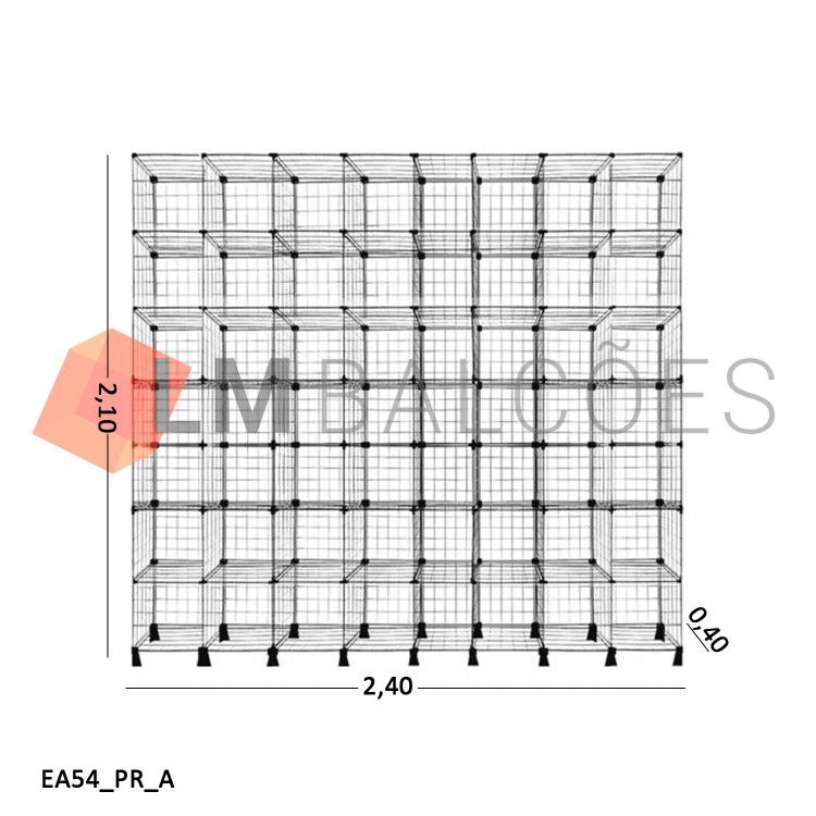 Estante Aramada Preta - 2,40 x 2,10  x 0,40m 1