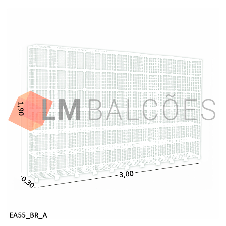 Estante Aramada Branca - 3,00 x 1,90 x 0,30m 1