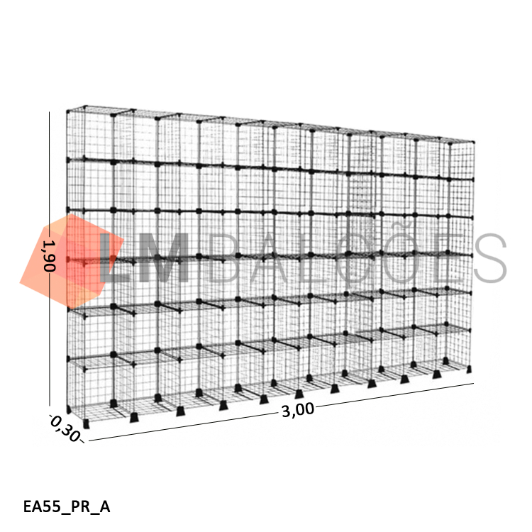 Estante Aramada Preta - 3,00 x 1,90 x 0,30m 1