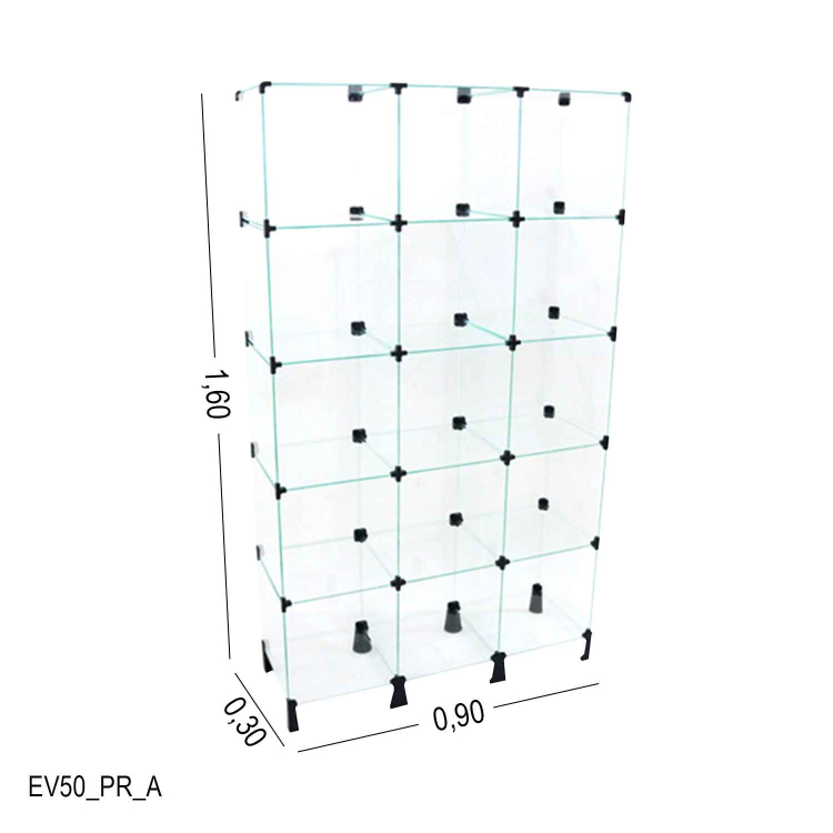 Estante de Vidro - 0,90 x 1,60 x 0,30 1