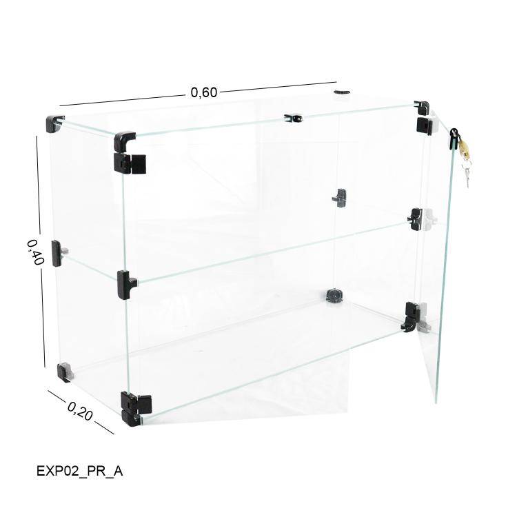 Expositor De Vidro com Porta e Cadeado - 0,60 x 0,40 x 0,20 M 1