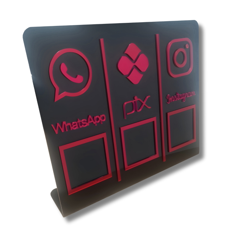 WHATSAPP - PIX - INSTAGRAM Conjunto - Preto com Vermelho 1