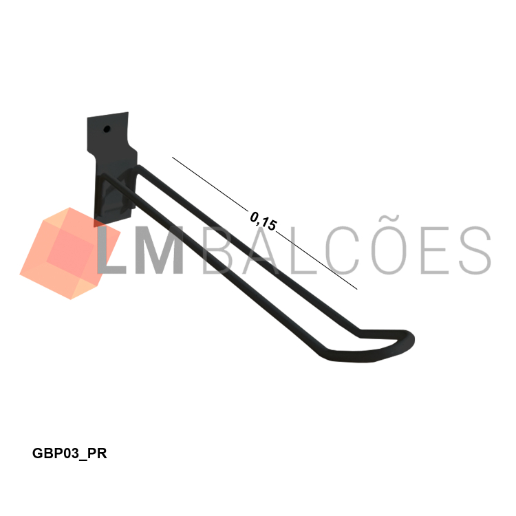 Gancho Blister P/ Painel  15cm - Preto 1