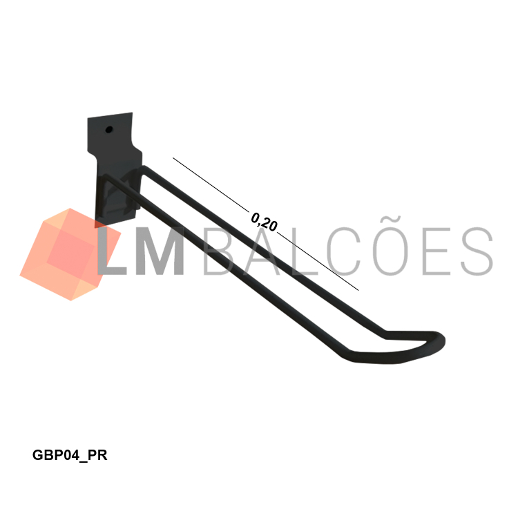 Gancho Blister P/ Painel 20cm - Preto 1