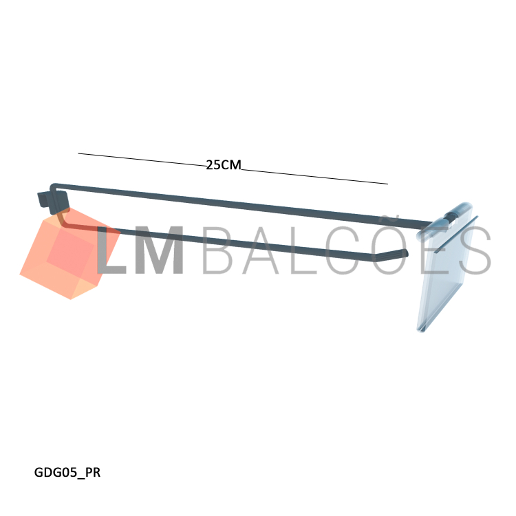 Gancho Duplo p/ Gôndola 25cm - Preto 1