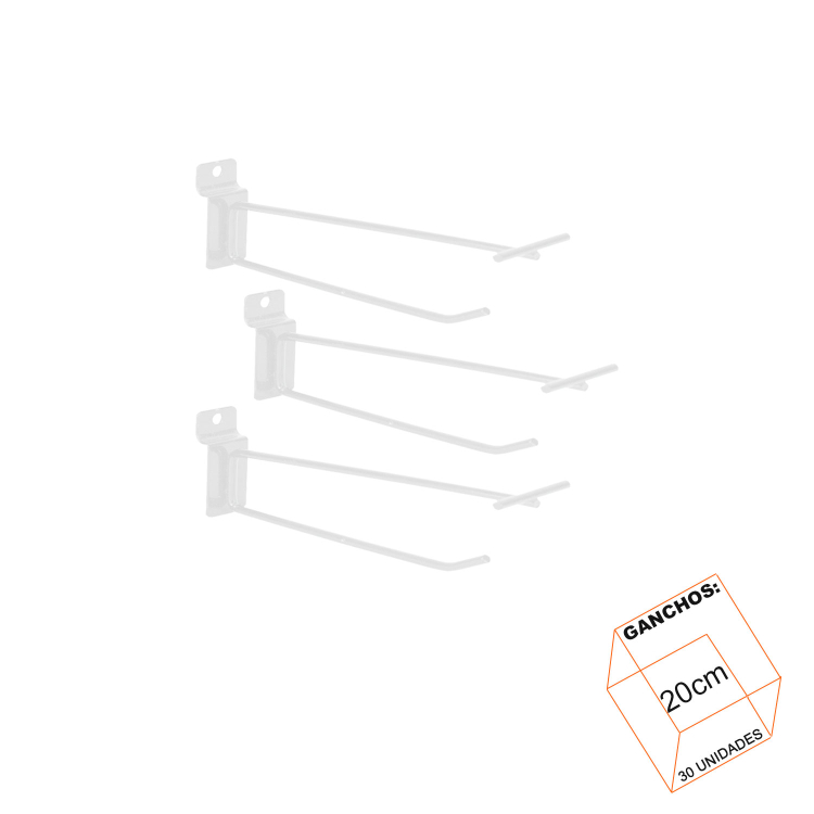 Gancho Porta Preço 20cm Branco P/Painel Canaletado - 30 Unidades 1