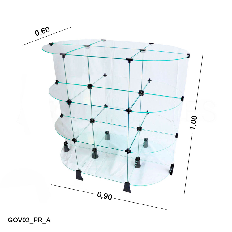 Gôndola de Vidro Oval - 0,90 x 1,00 x 0,60 M 1